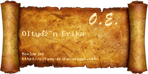 Oltyán Erika névjegykártya