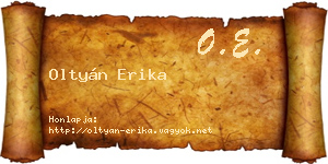 Oltyán Erika névjegykártya
